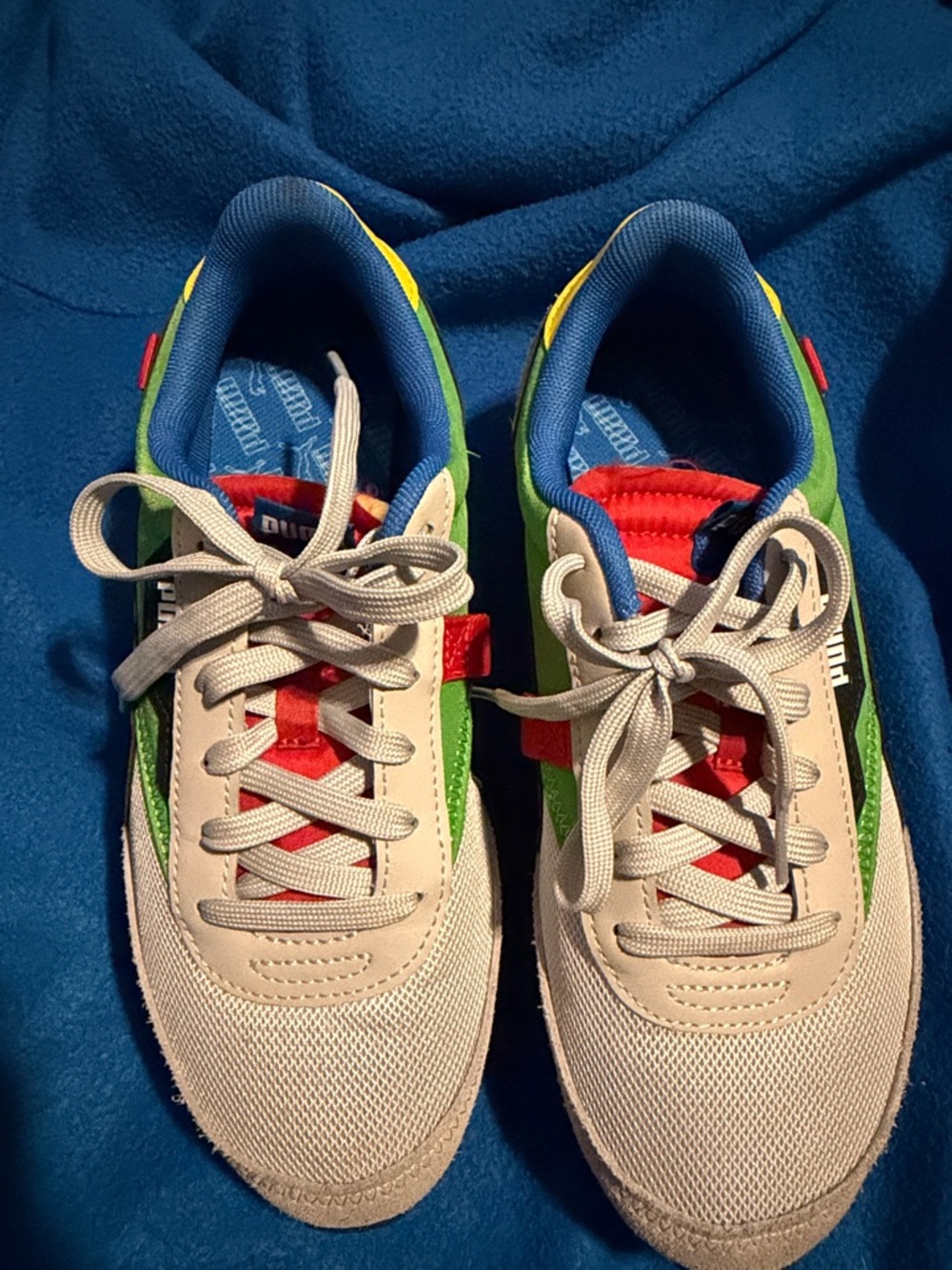 Puma Kids Multicolor Sneakers - White, Green, Blue, Red, Yellow